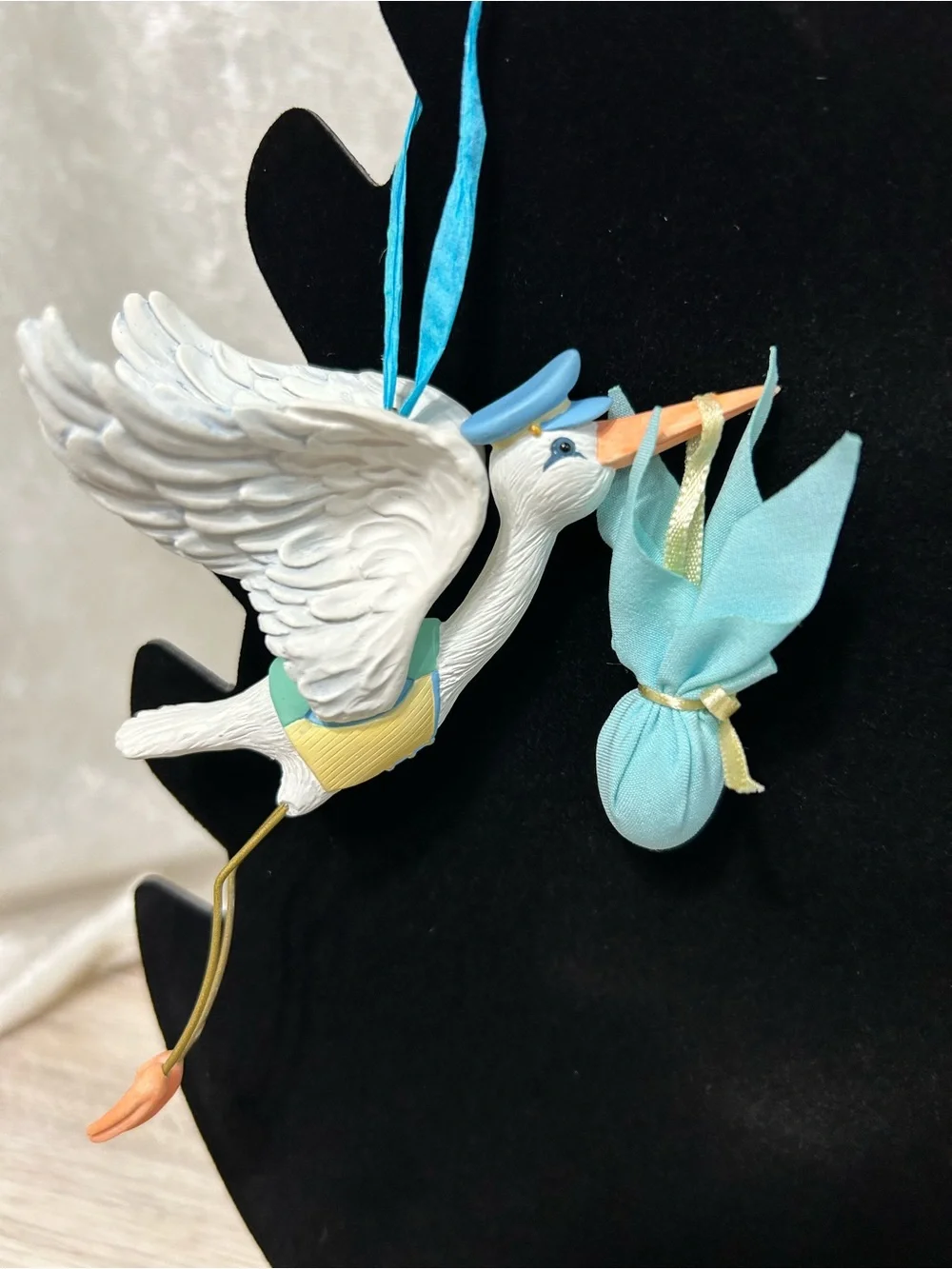 Baby Boy Stork Ornaments Set of 2 Baby Shower Nursery Decor